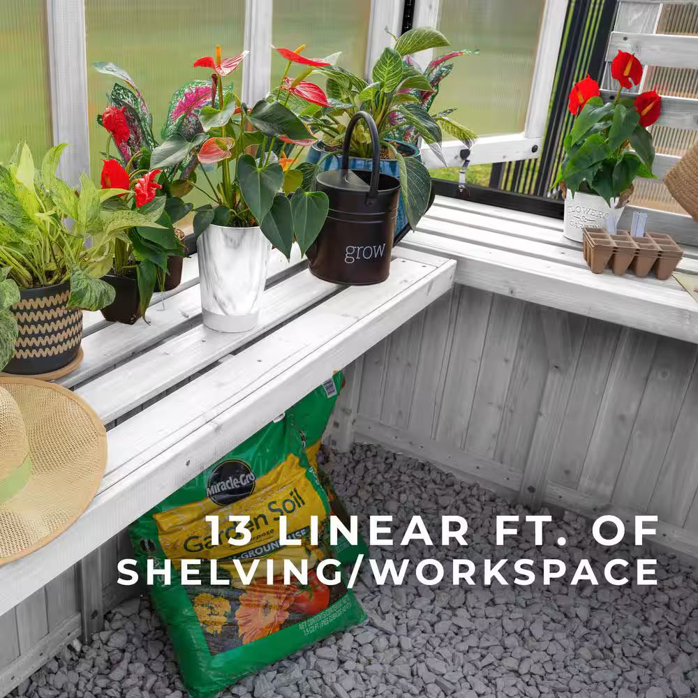 Willow White 6 Ft. X 9 Ft. X 7 Ft. 10 In. All Cedar Modern Greenhouse