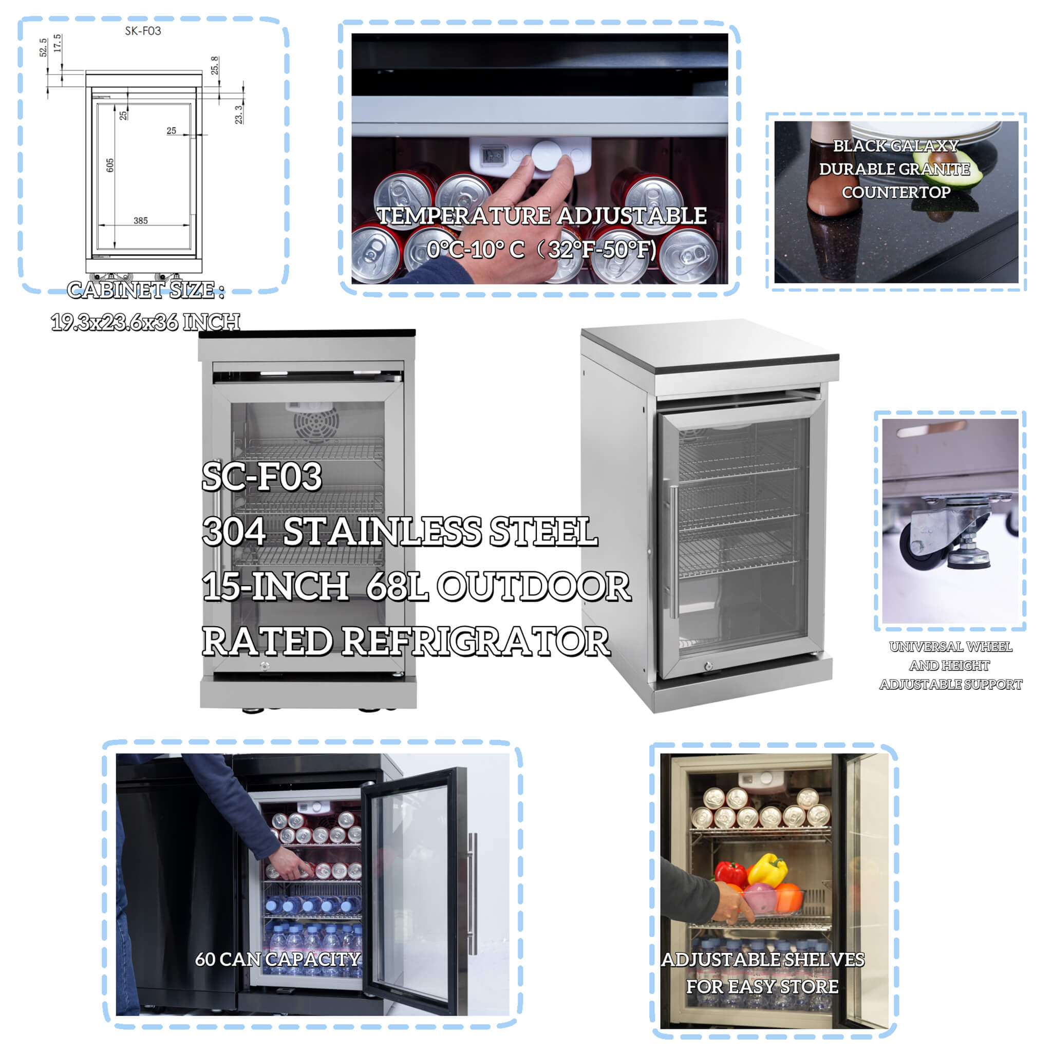 Castelle Flame 44-Inch 6-Burner 85K BTU Stainless Steel Outdoor BBQ