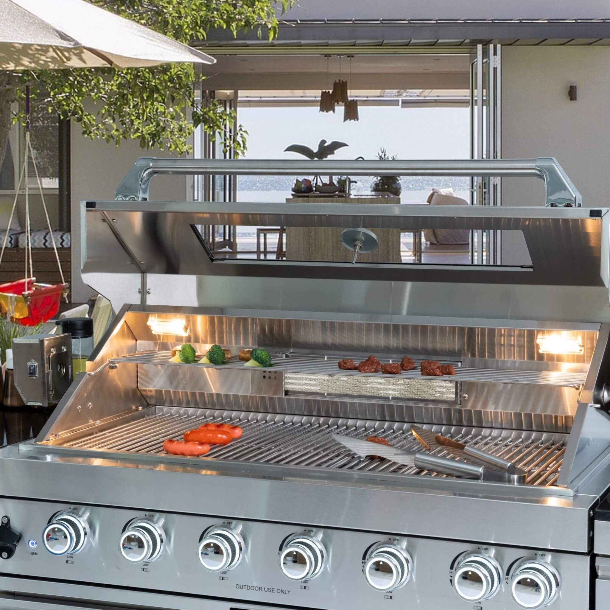 Castelle Flame 44-Inch 6-Burner 85K BTU Stainless Steel Outdoor BBQ