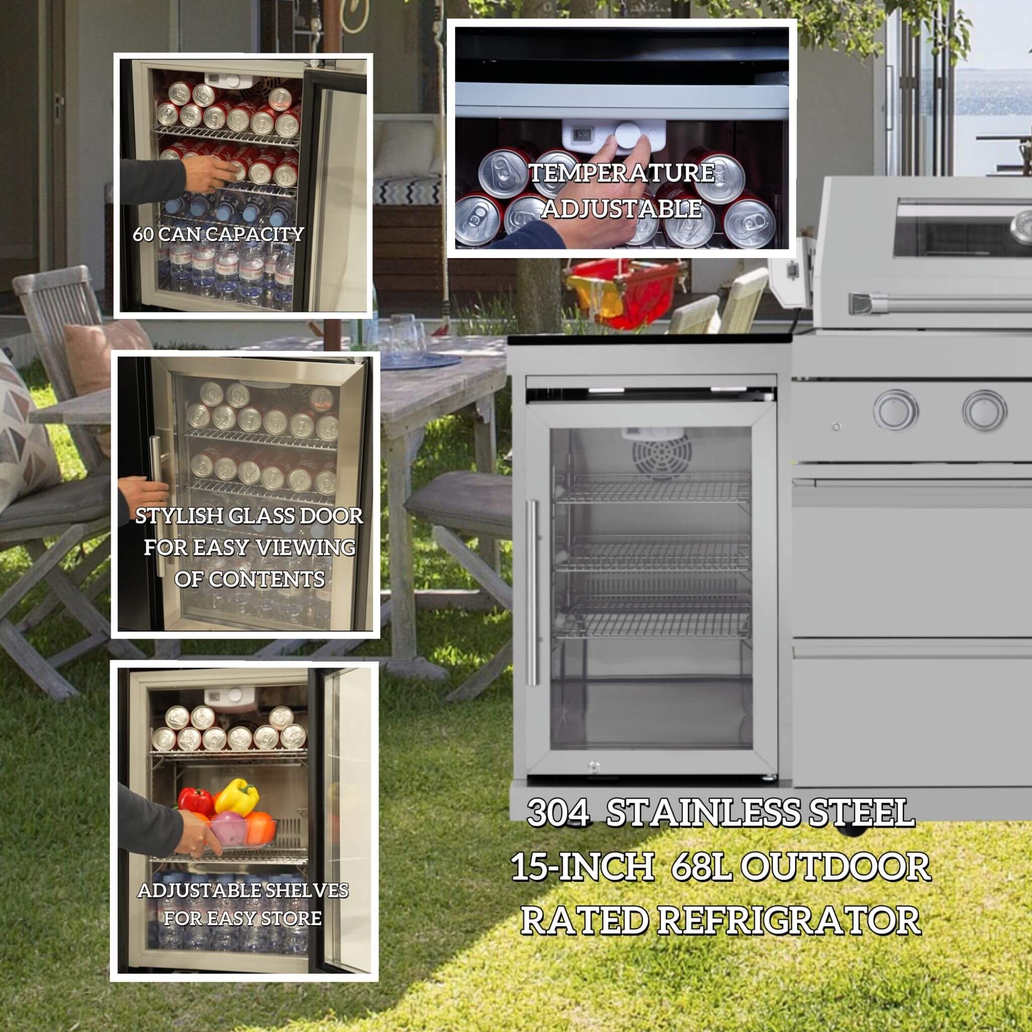 Castelle Flame 44-Inch 6-Burner 85K BTU Stainless Steel Outdoor BBQ