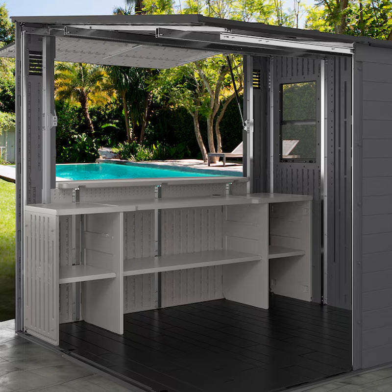 8-Ft X 7-Ft Outdoor Entertainment Cabana Bar Gray Lean-To Roof Plastic Resin Storage Shed