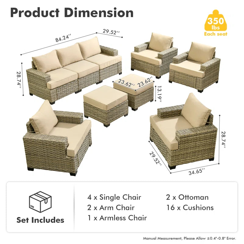 Harbin Wricker 7 - Person Outdoor Seating Group with Cushions