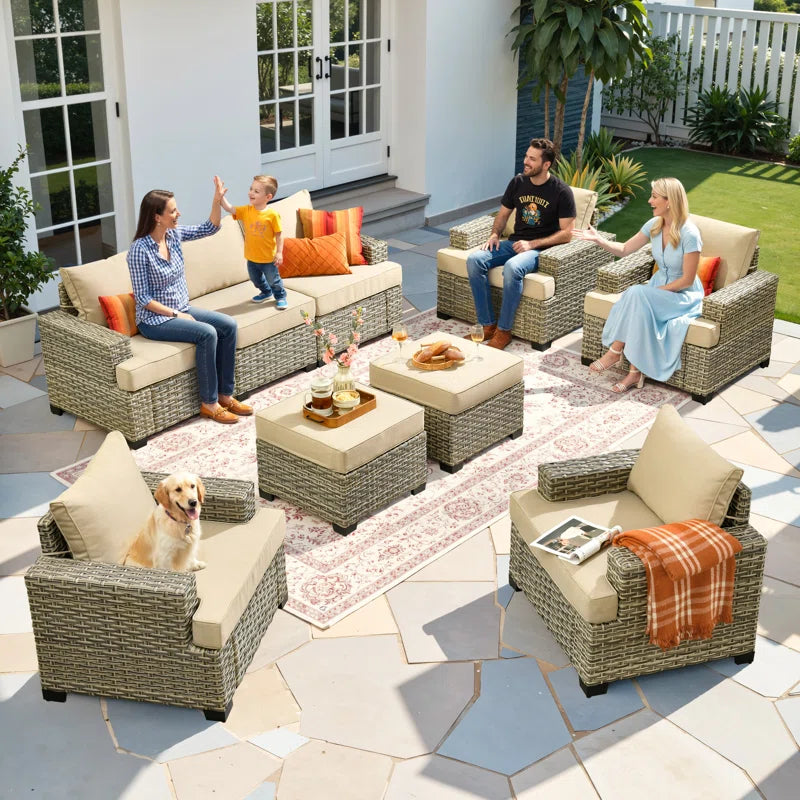Harbin Wricker 7 - Person Outdoor Seating Group with Cushions