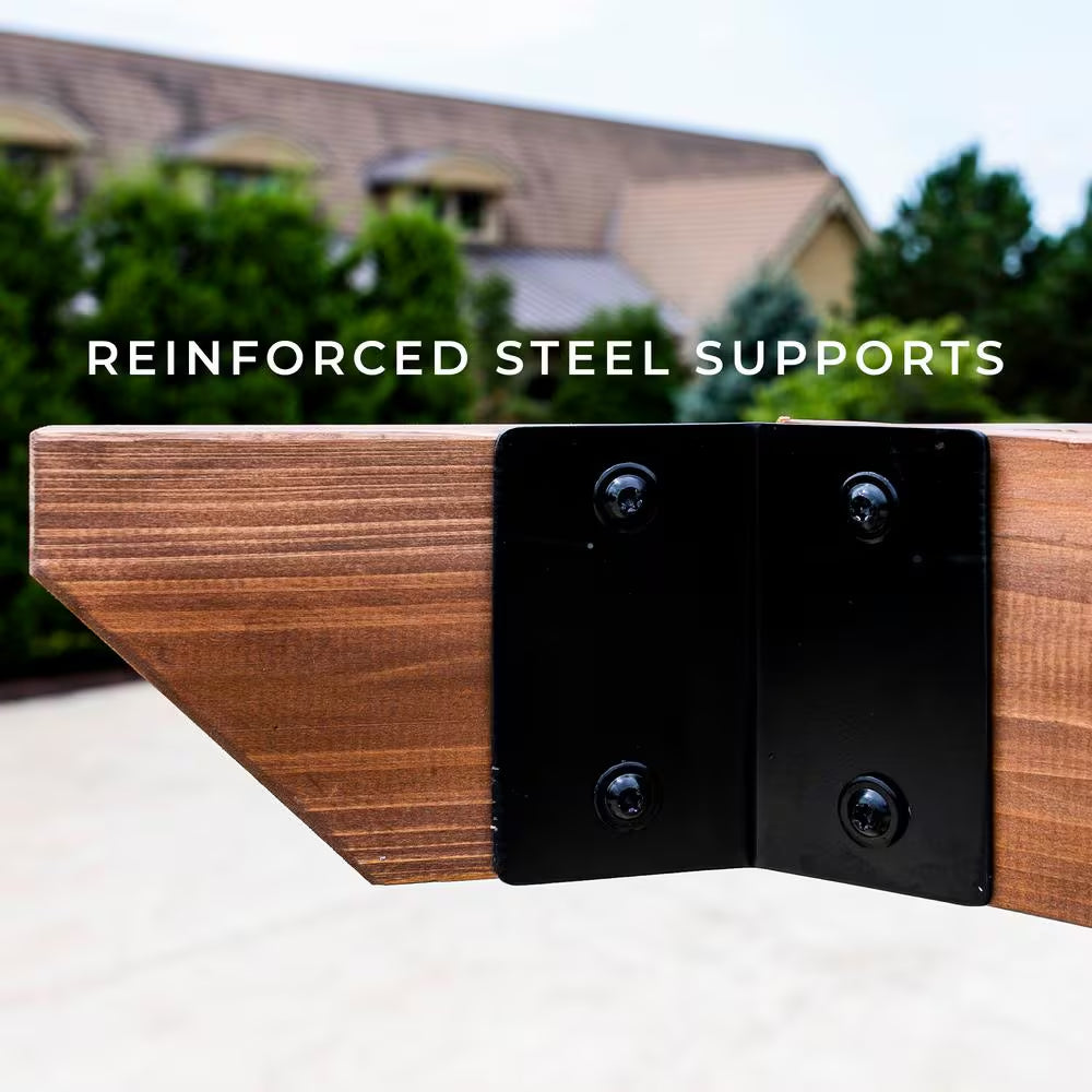 Verona 8 Ft. X 8 Ft. Light Brown Wooden Cabana Pergola with Bamboo Privacy Panels