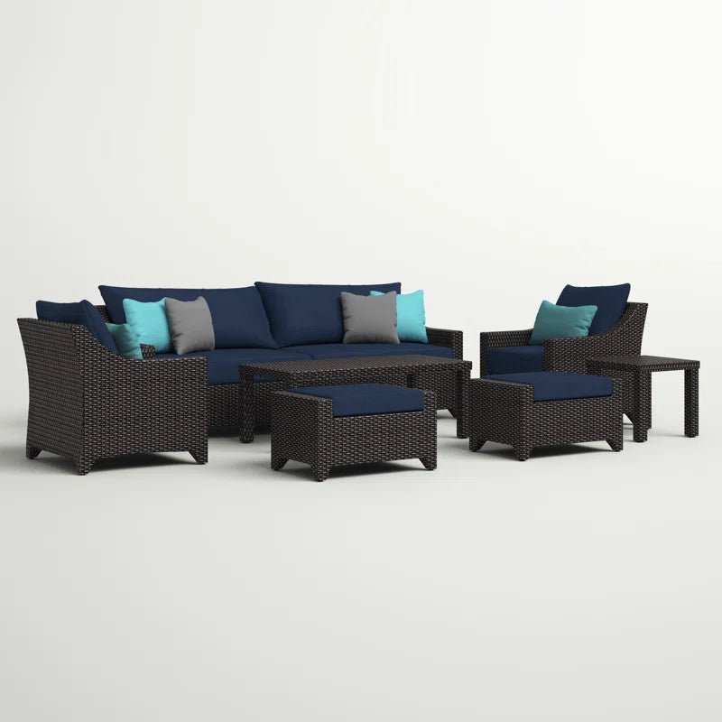 Fionnula 7 Pieces Rattan Sunbrella Sofa Seating Group with Cushions