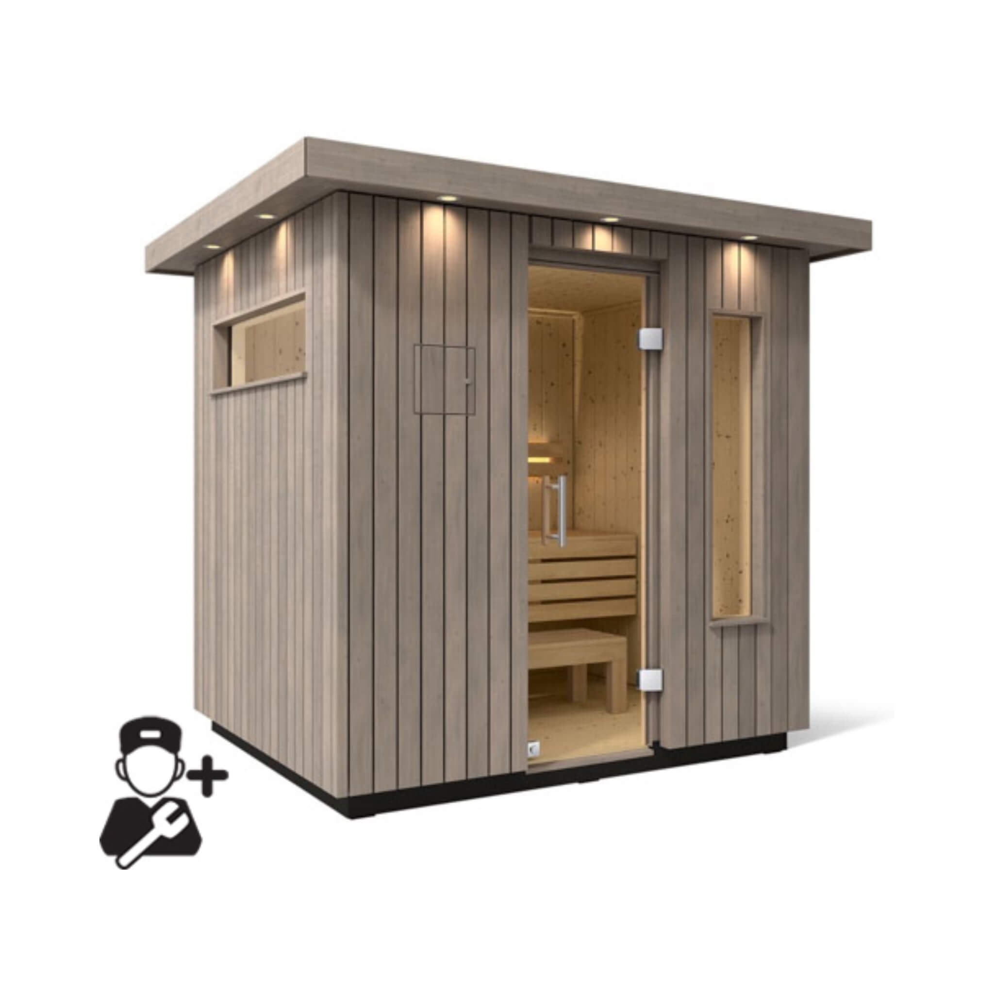 Kohler C2 Outdoor Weathered Gray Spruce Sauna Kit (SAK39184)