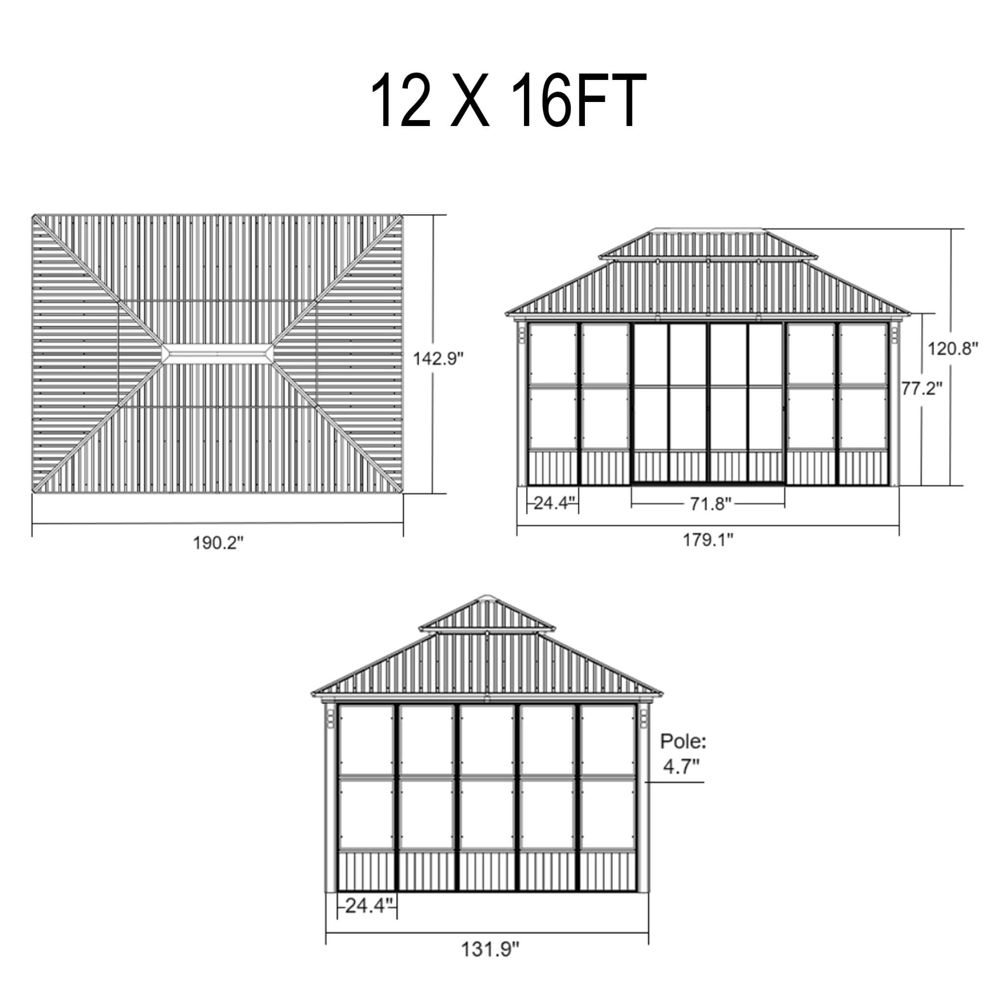 Alora Luxury Heavy-Duty Hardtop Sunroom With Aluminum Frame And LED Lights (SAK79102)