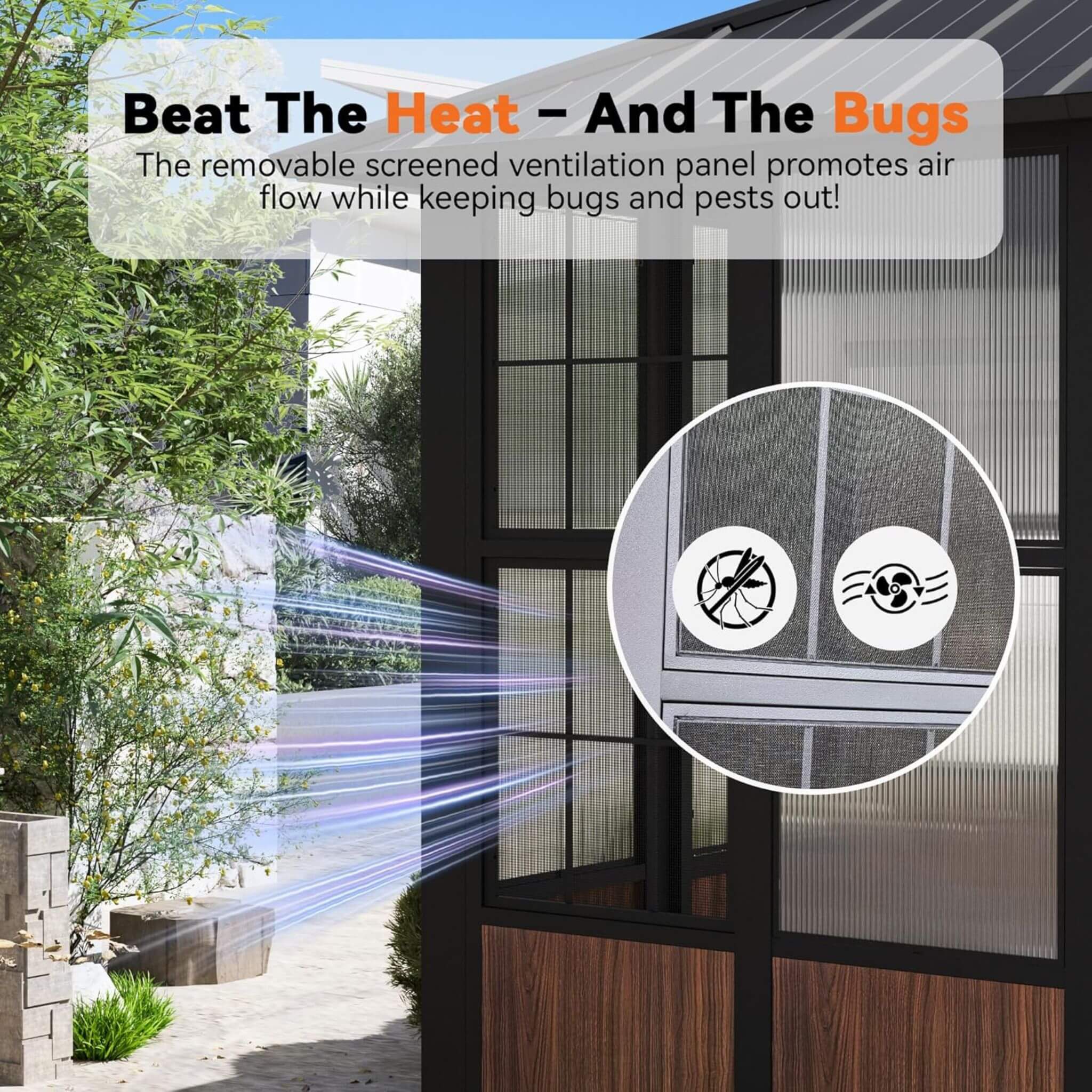 Alora Premium Hardtop Aluminum Sunroom Solarium With TV Mount And Sliding Doors (SAK60439)