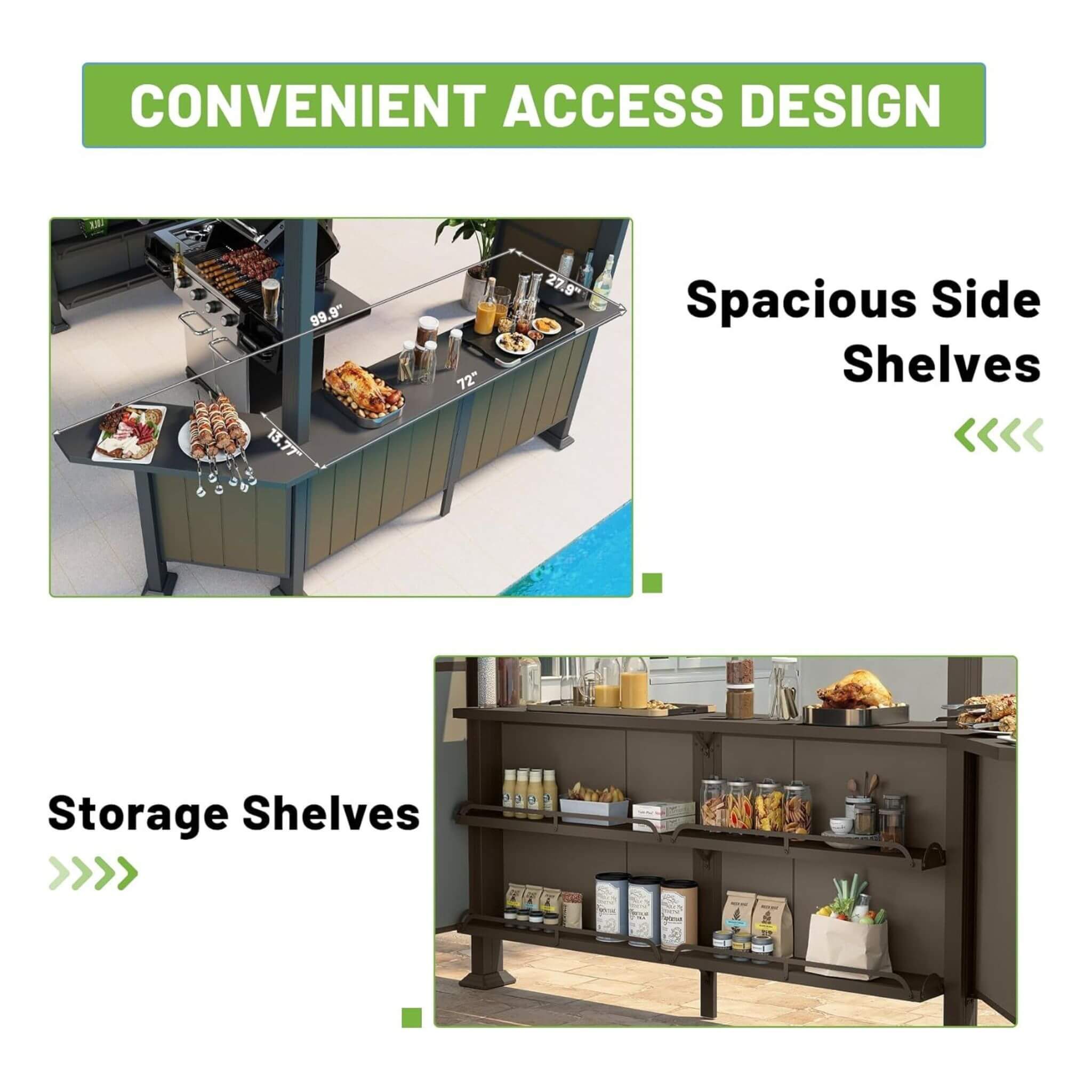 [09X10FT] Alora Premium Outdoor Hardtop Grill Gazebo With Shelves (SAK90431)