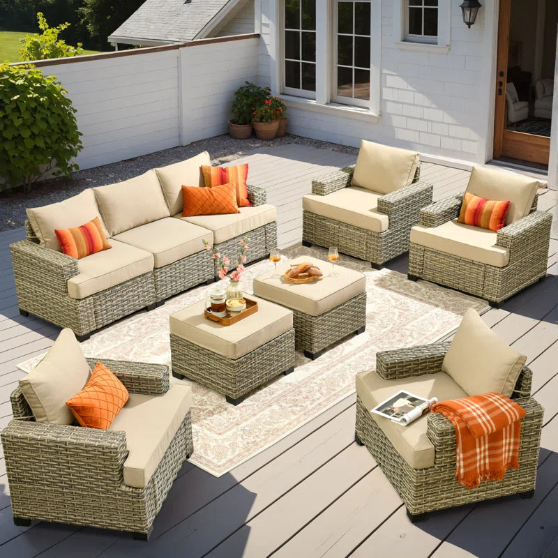 Harbin Wricker 7 - Person Outdoor Seating Group with Cushions