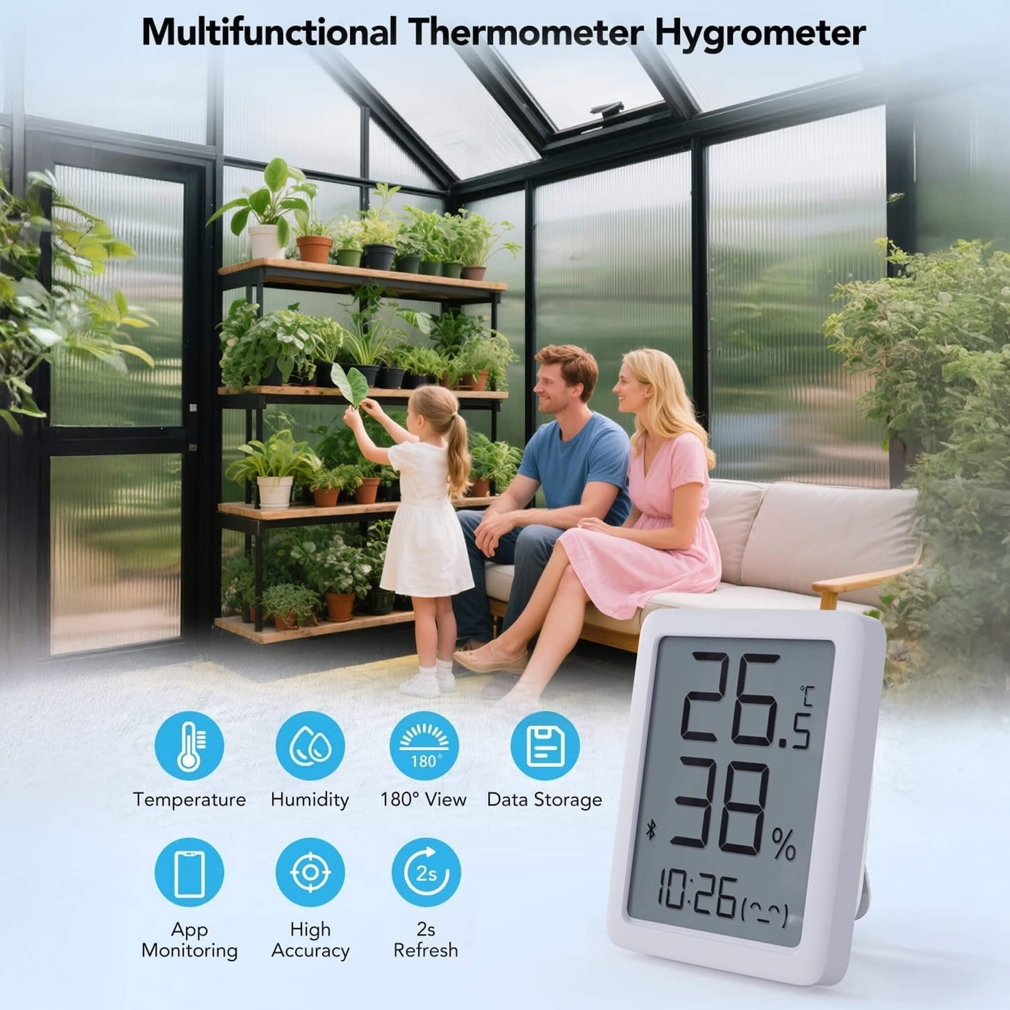 [10X12FT] Outdoor Polycarbonate Aluminum Greenhouse With UV Protection And Thermometer (SAK59183)