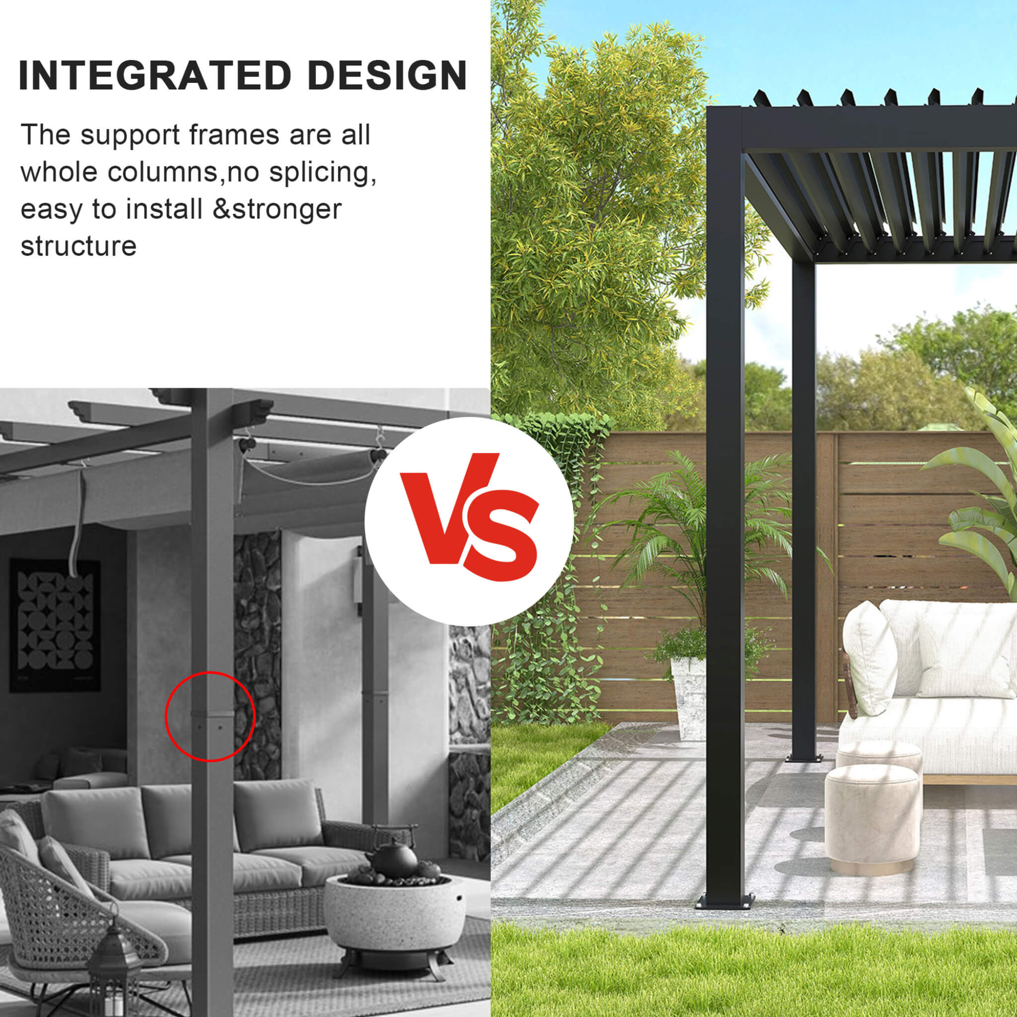 [10X19FT] Alora Modern Durable All-Weather Outdoor Pergola With Aluminum Frame And Steel Louvers (SAK32691)