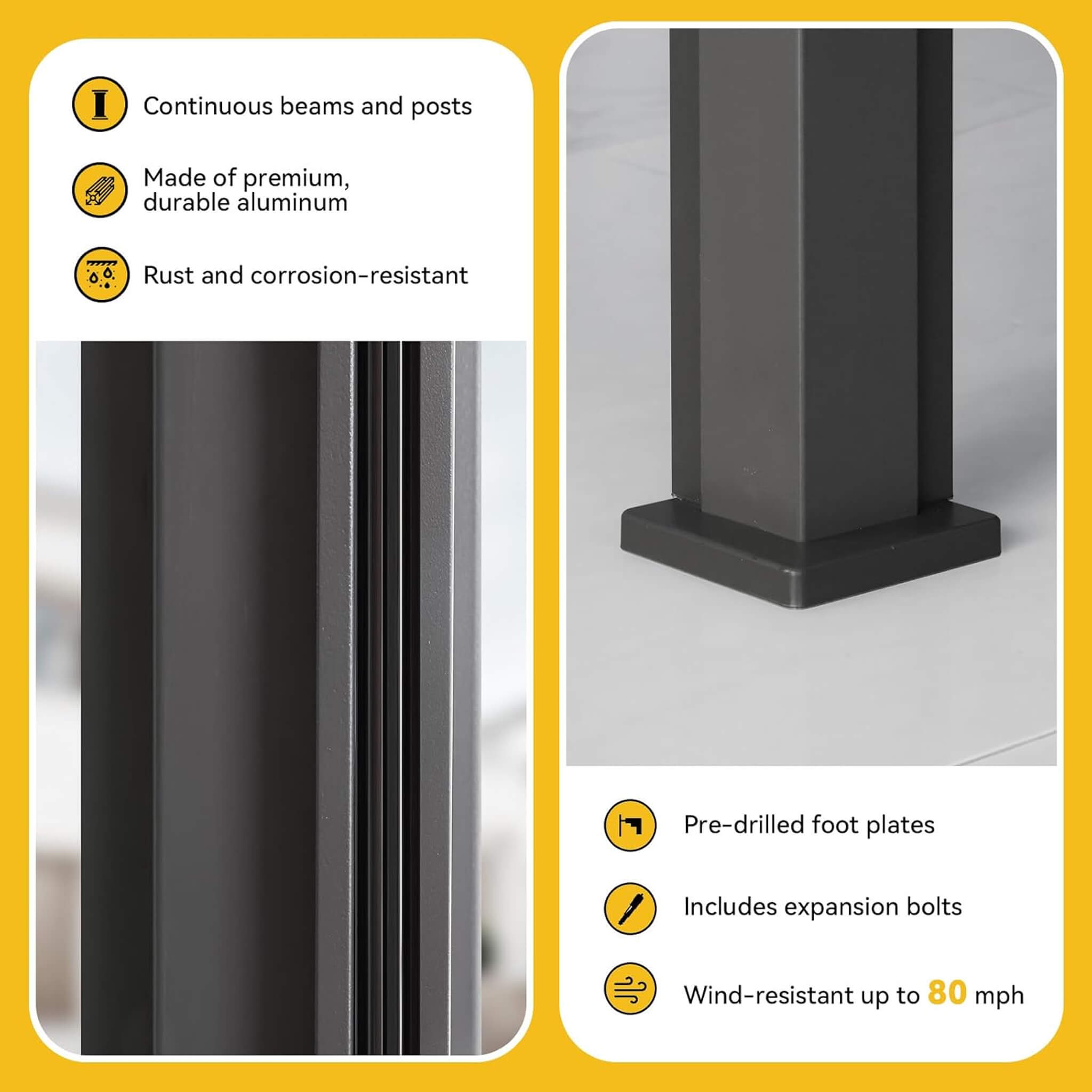 [10X20FT] Alora Luxury Wall-Mounted Aluminum Louvered Pergola With Pull-Down Screens (SAK91537)