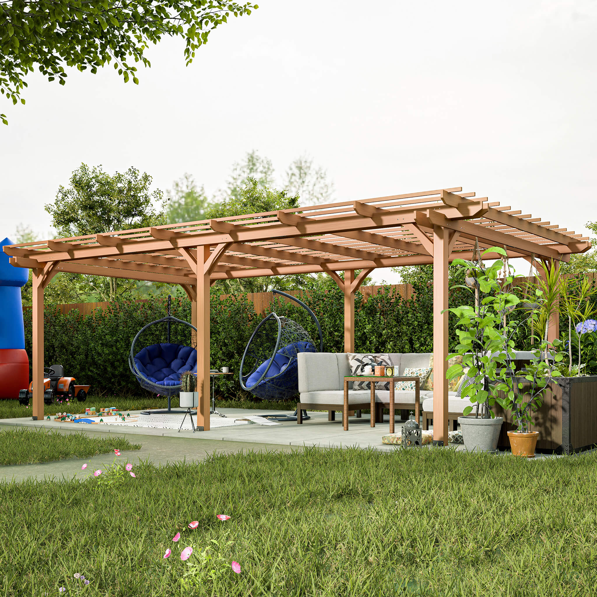 [12X16FT] Alora Extra Large Outdoor Wooden Waterproof Grape Gazebo (SAK76476)