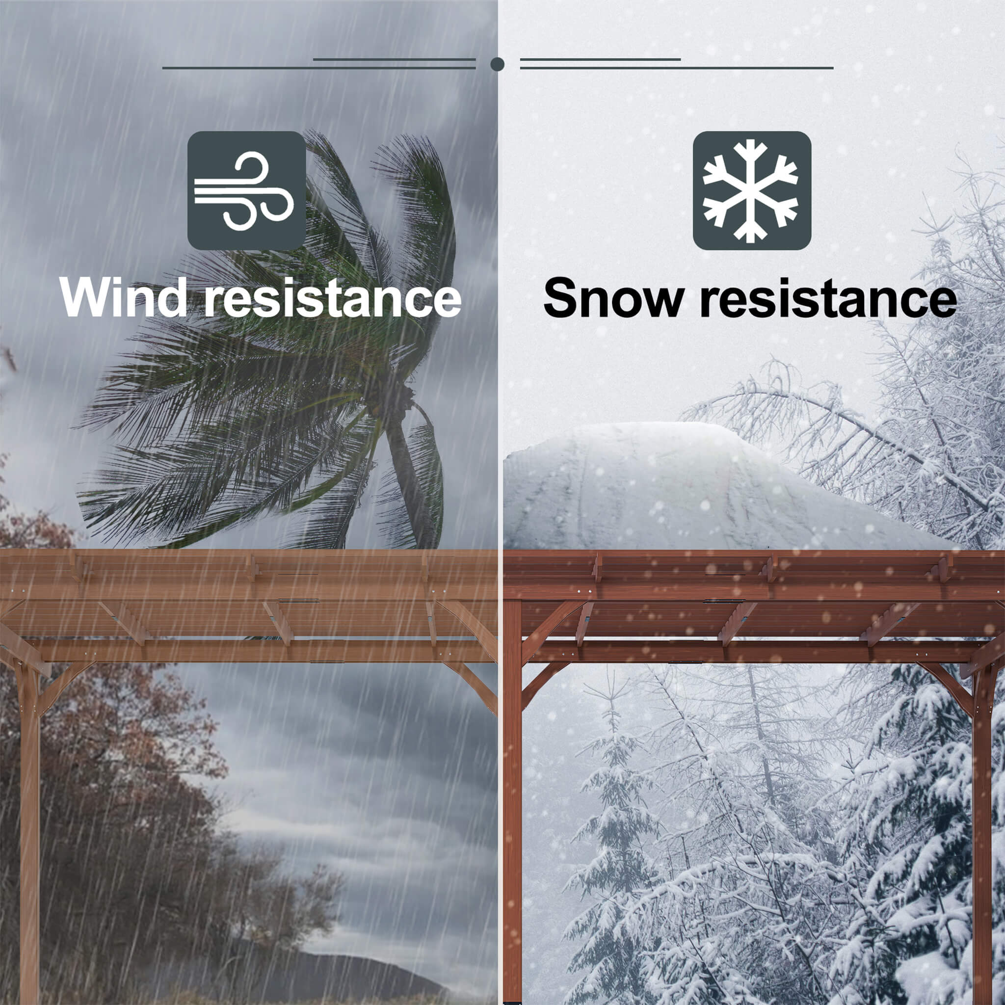 [12X16FT] Alora Extra Large Outdoor Wooden Waterproof Grape Gazebo (SAK76476)