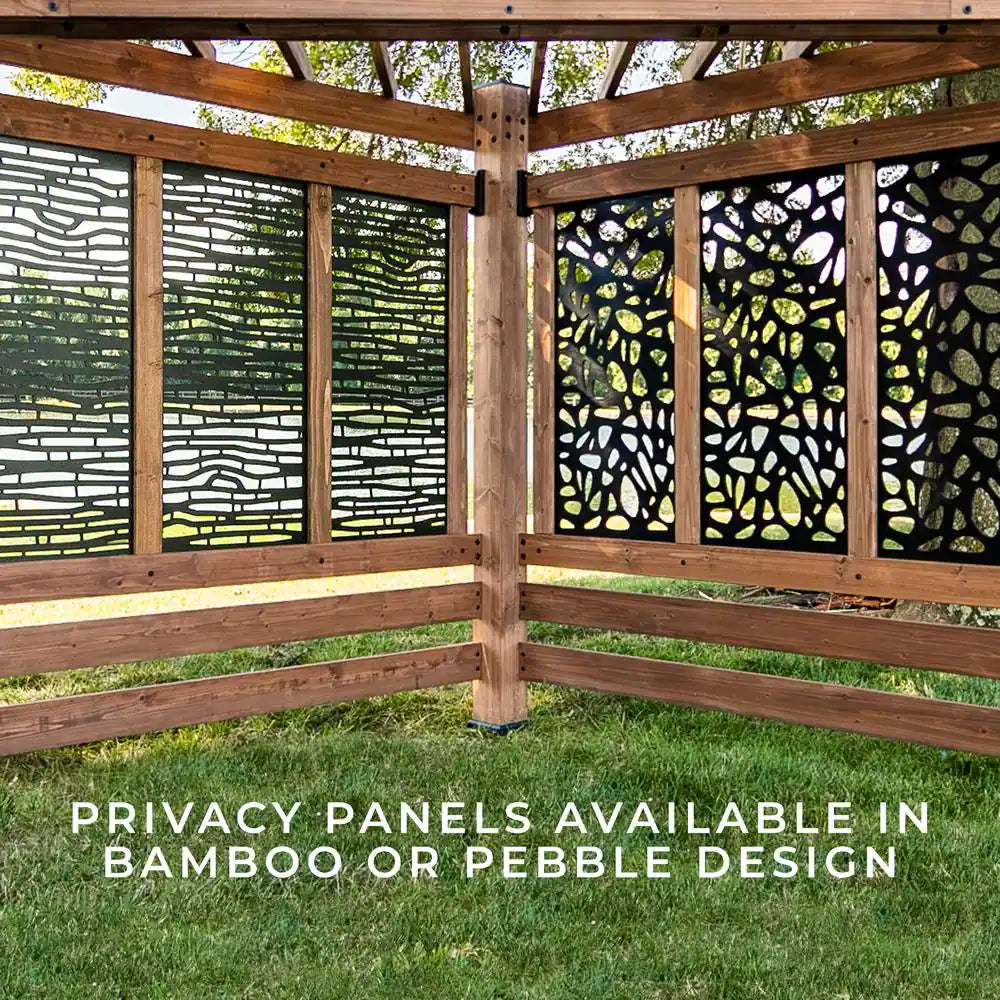 Verona 8 Ft. X 8 Ft. Light Brown Wooden Cabana Pergola with Bamboo Privacy Panels