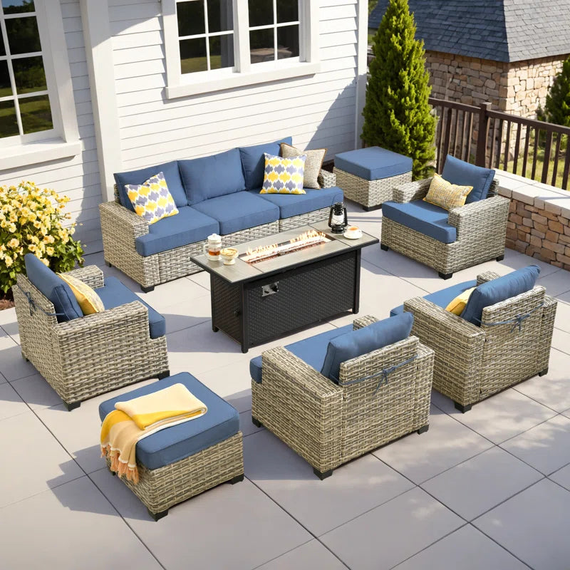 Harbin Wricker 7 - Person Outdoor Seating Group with Cushions