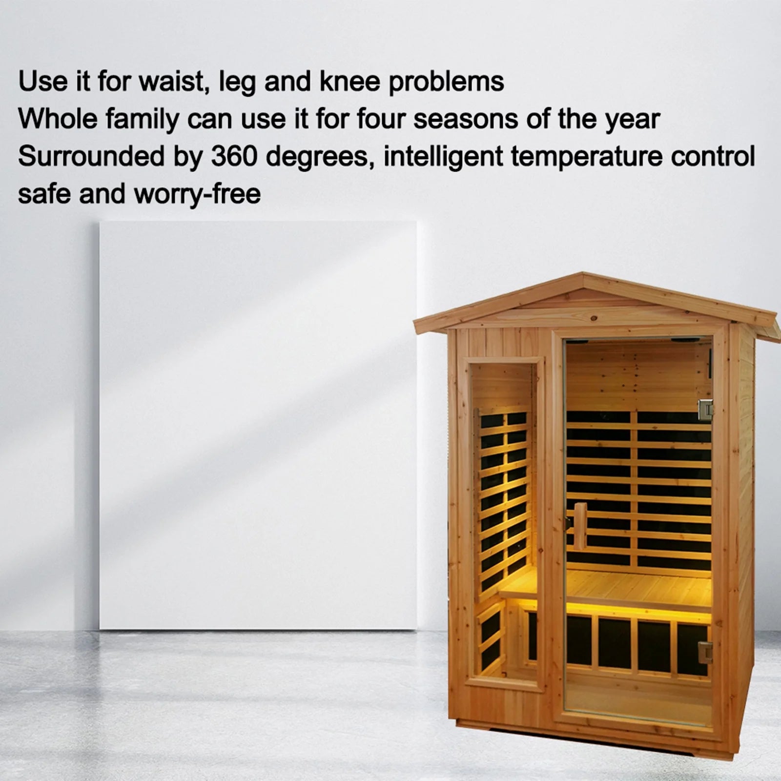 Far Infrared Wooden Outdoor Sauna 2-Person 1750W Hemlock Sauna Room with 9 Low EMF Heaters for Indoor Outdoor