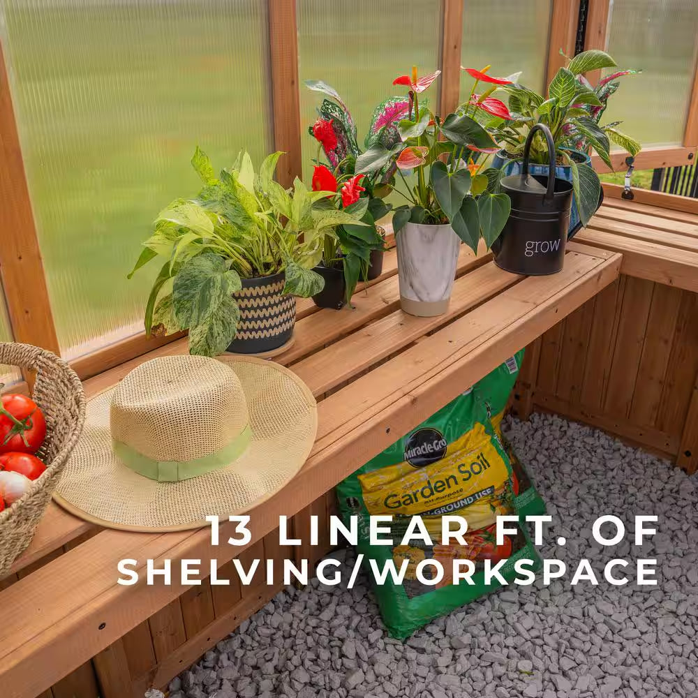 Willow 6 Ft. X 9 Ft. 6 In. X 7 Ft. 10 In. All Cedar Modern Greenhouse