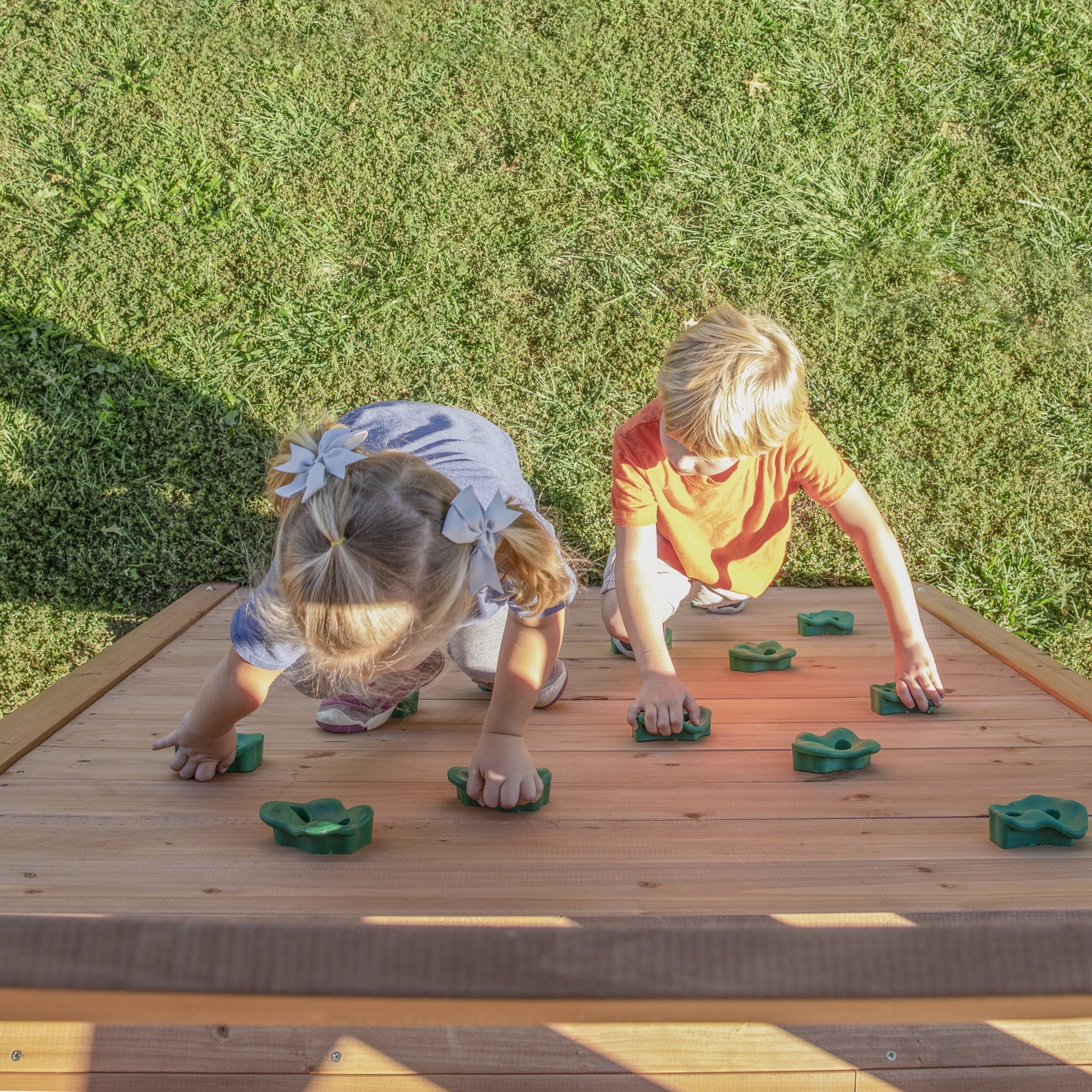 Endeavor Cedar Wood Swing Set, Slide, Play Deck, Rock Wall, Rope Ladder