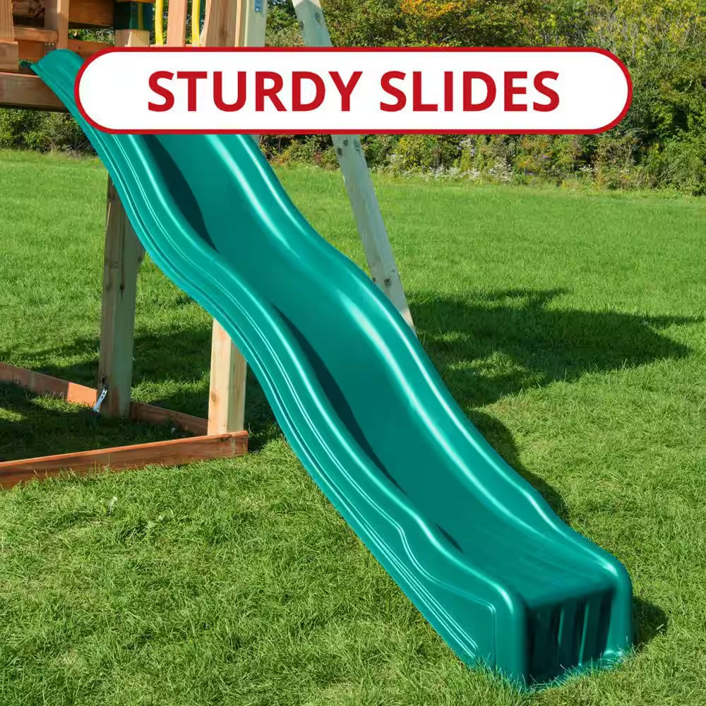 DIY Knightsbridge Deluxe Wooden Outdoor Playground Set with Slides, Rock Wall, Swing Set, and Playground Equipment