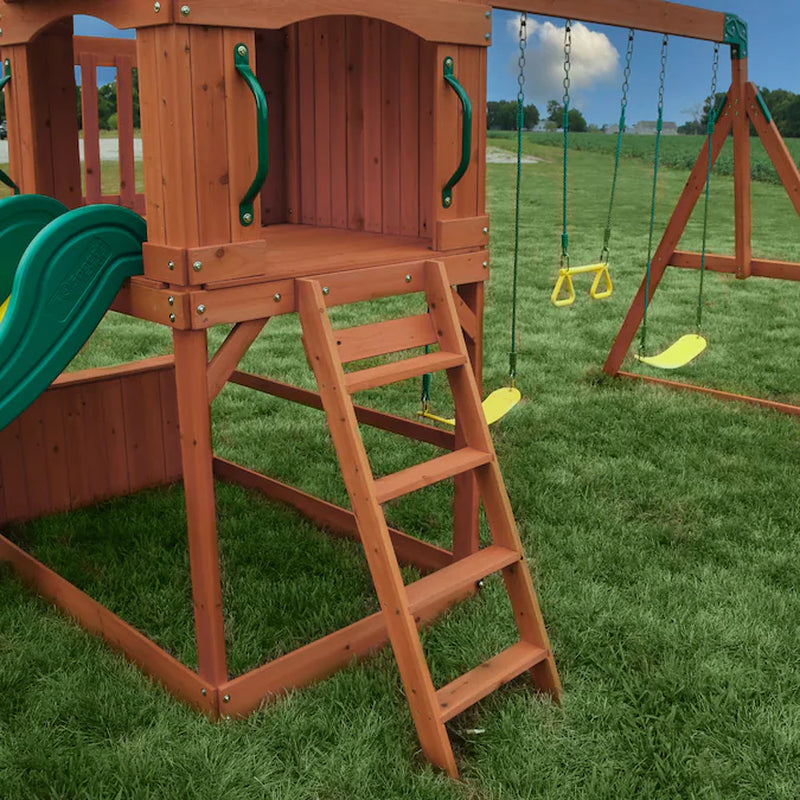 Atlantis Residential Wood Playset with 2 Swings and Slide Included