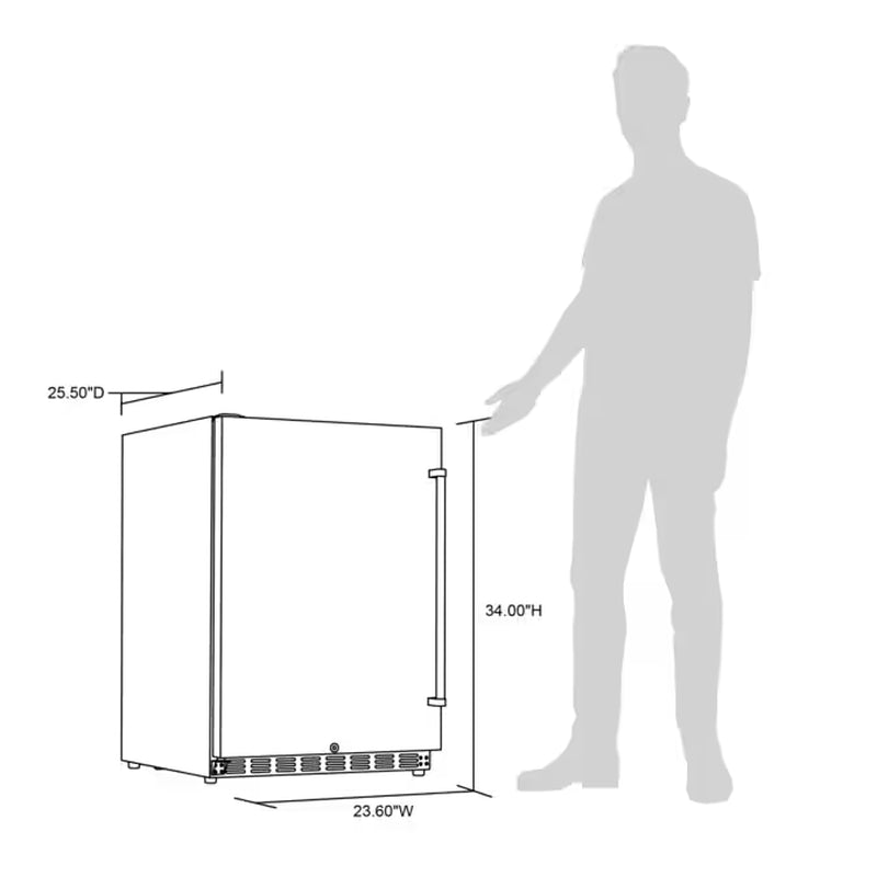 23.6-In W 177 -Can Capacity Stainless Steel Built-In Indoor or Outdoor Beverage Refrigerator