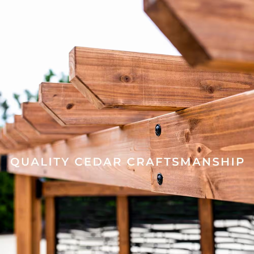 Verona 8 Ft. X 8 Ft. Light Brown Wooden Cabana Pergola with Bamboo Privacy Panels