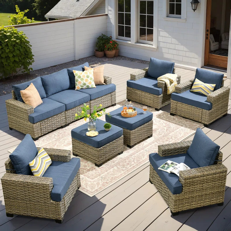 Harbin Wricker 7 - Person Outdoor Seating Group with Cushions