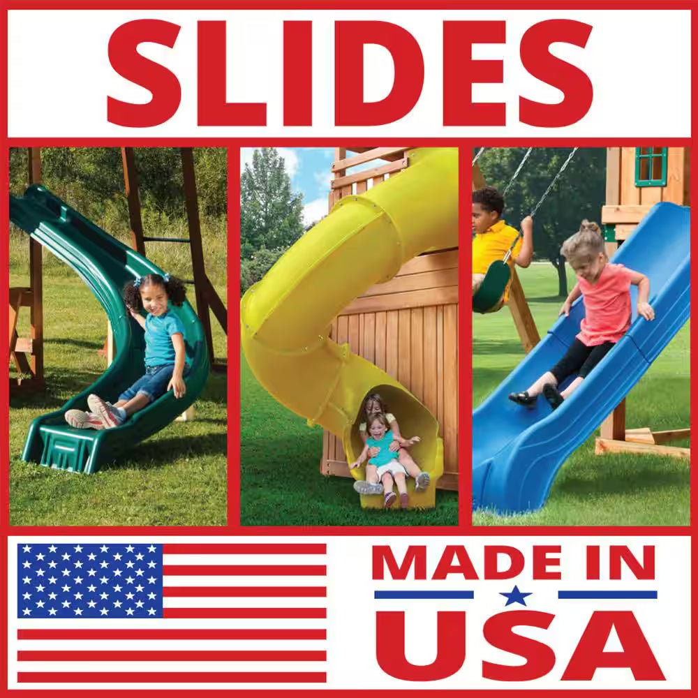 DIY Knightsbridge Deluxe Wooden Outdoor Playground Set with Slides, Rock Wall, Swing Set, and Playground Equipment