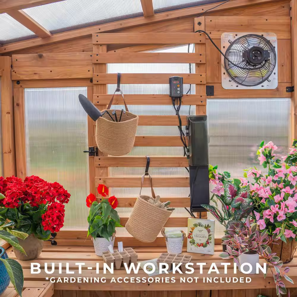 Willow 6 Ft. X 9 Ft. 6 In. X 7 Ft. 10 In. All Cedar Modern Greenhouse