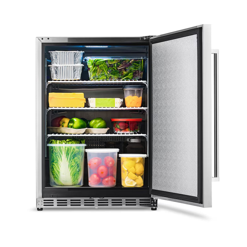 23.6-In W 177 -Can Capacity Stainless Steel Built-In Indoor or Outdoor Beverage Refrigerator