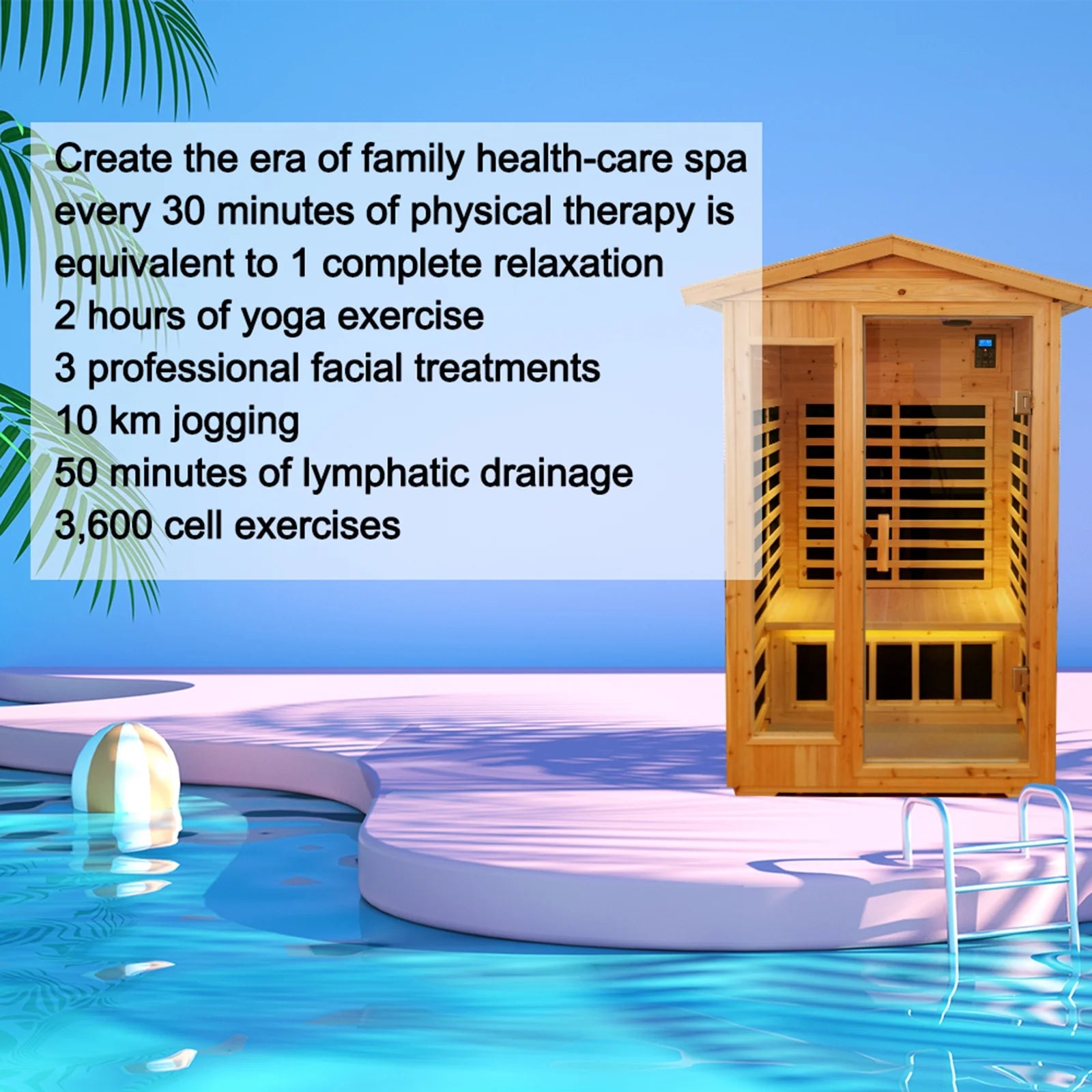 Far Infrared Wooden Outdoor Sauna 2-Person 1750W Hemlock Sauna Room with 9 Low EMF Heaters for Indoor Outdoor