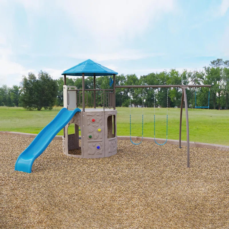 Adventure  Powder Coated Steel Swing Set with 2 Swing(S) , 1 Slide(S)
