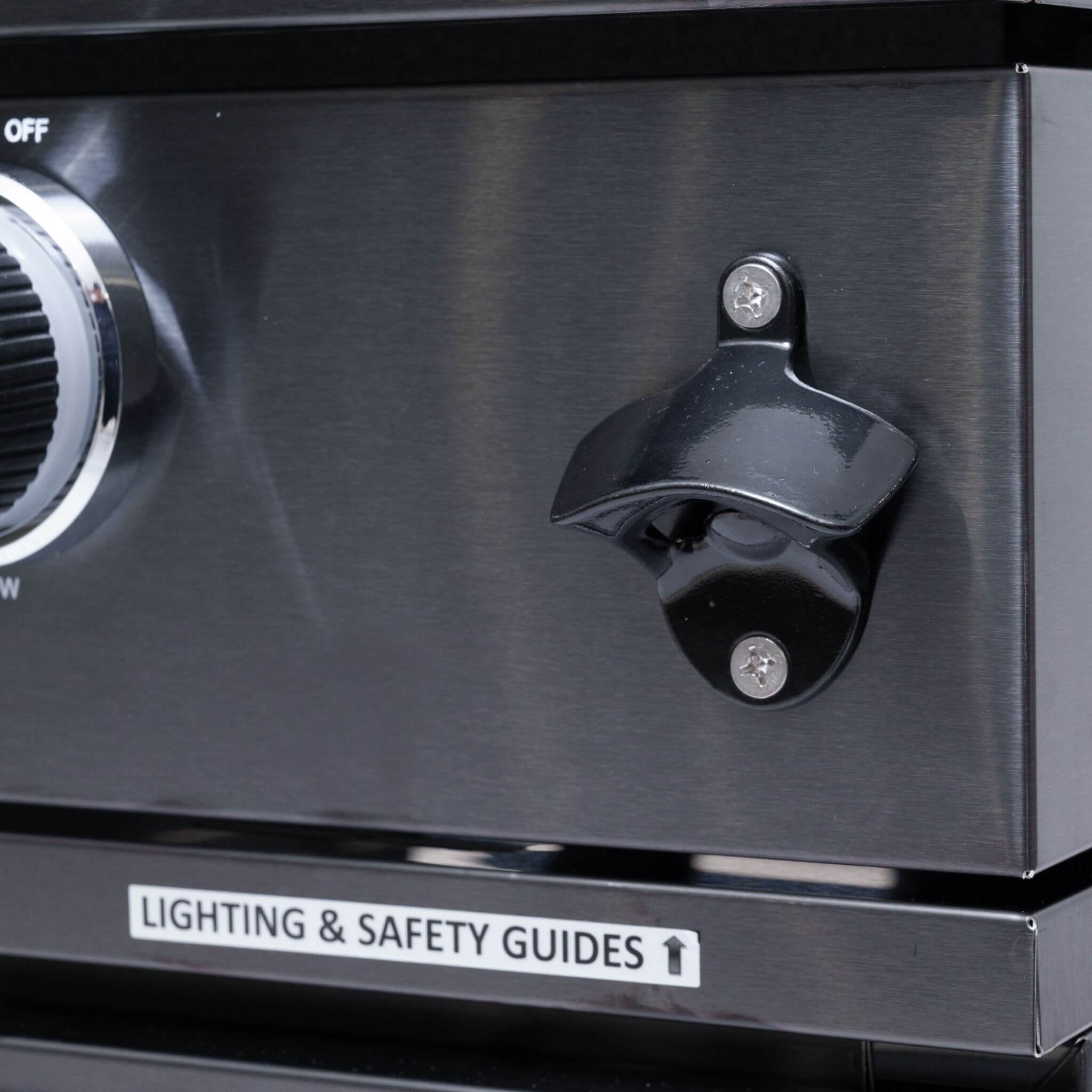 Castelle Flame Premium Black Stainless Steel 6-Burner Gas Grill Kitchen Island With Rotisserie Kit (SAK82641)