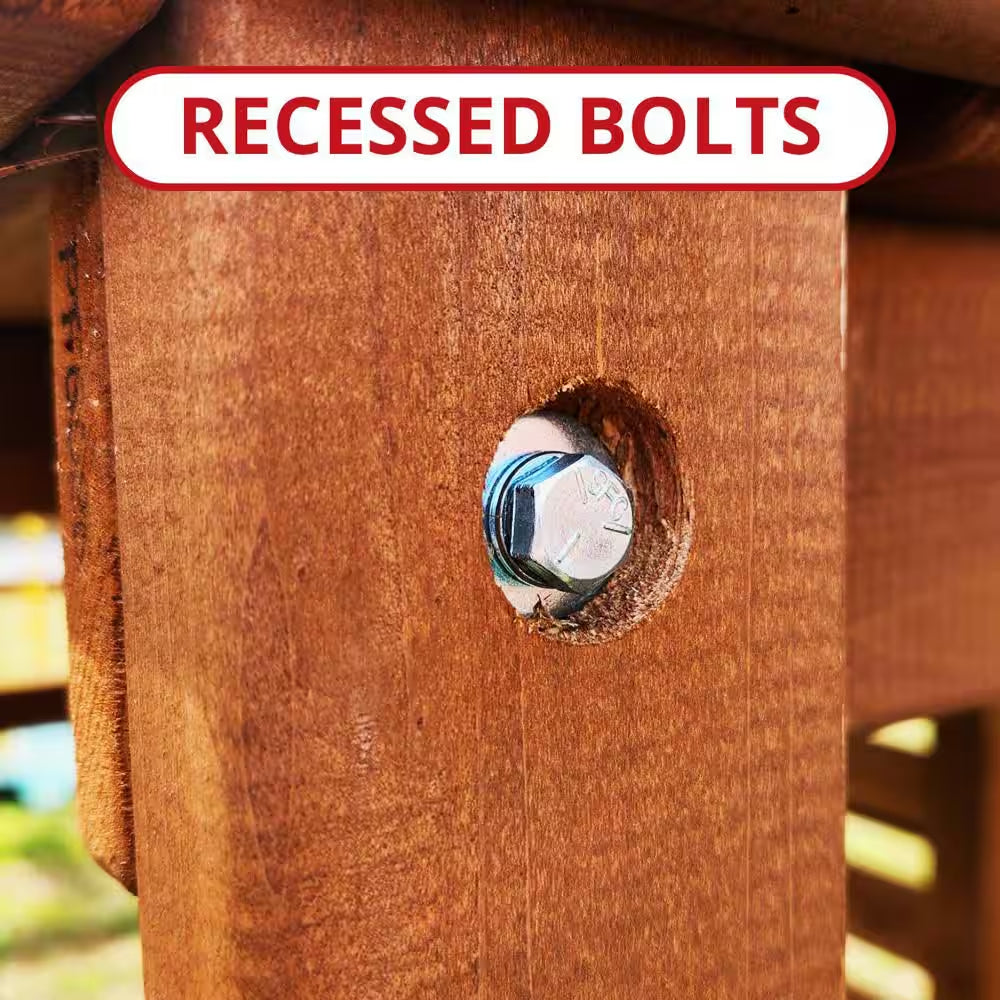 DIY Knightsbridge Deluxe Wooden Outdoor Playground Set with Slides, Rock Wall, Swing Set, and Playground Equipment