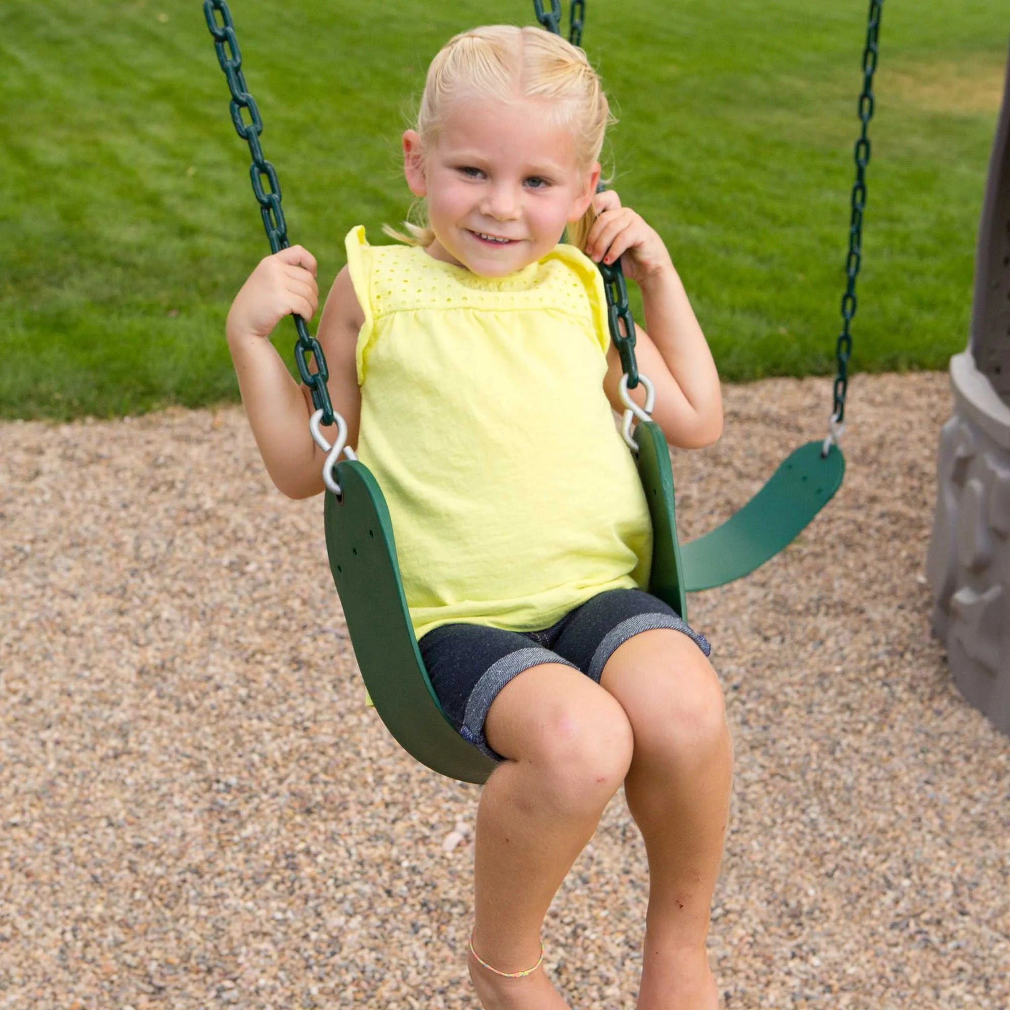 Kid'S Adventure Tower Swing Set with Slide and Climbing Wall - Green(290633)