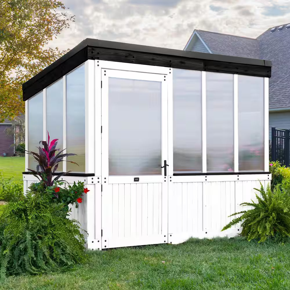 Willow White 6 Ft. X 9 Ft. X 7 Ft. 10 In. All Cedar Modern Greenhouse