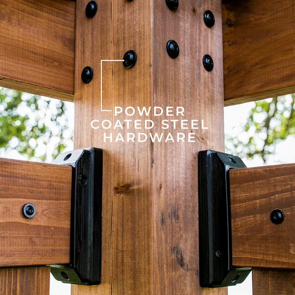 Verona 8 Ft. X 8 Ft. Light Brown Wooden Cabana Pergola with Bamboo Privacy Panels