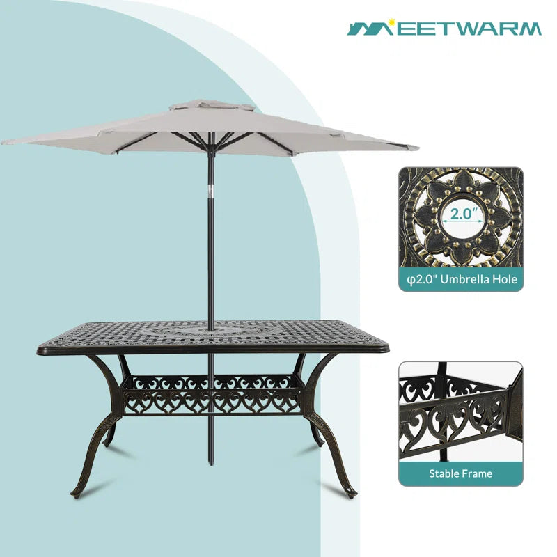 6 - Person Metal Patio Dining Set with Rectangular Table