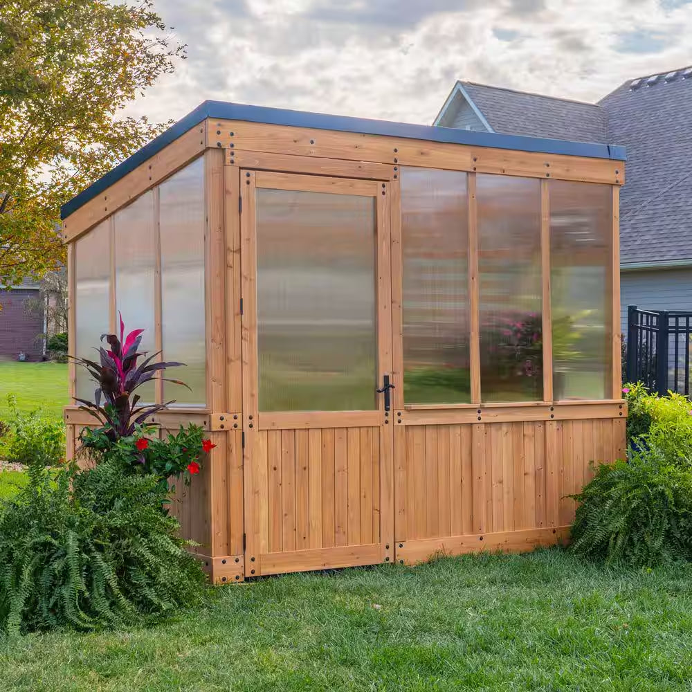 Willow 6 Ft. X 9 Ft. 6 In. X 7 Ft. 10 In. All Cedar Modern Greenhouse