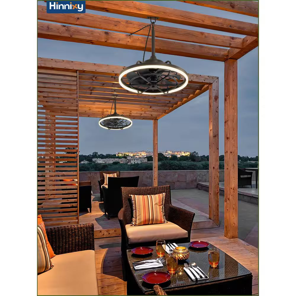 20 In. Smart Outdoor Black Waterproof Caged Ceiling Fan with Integrated LED and Remote&App Control, 6-Speeds, 3-CCT