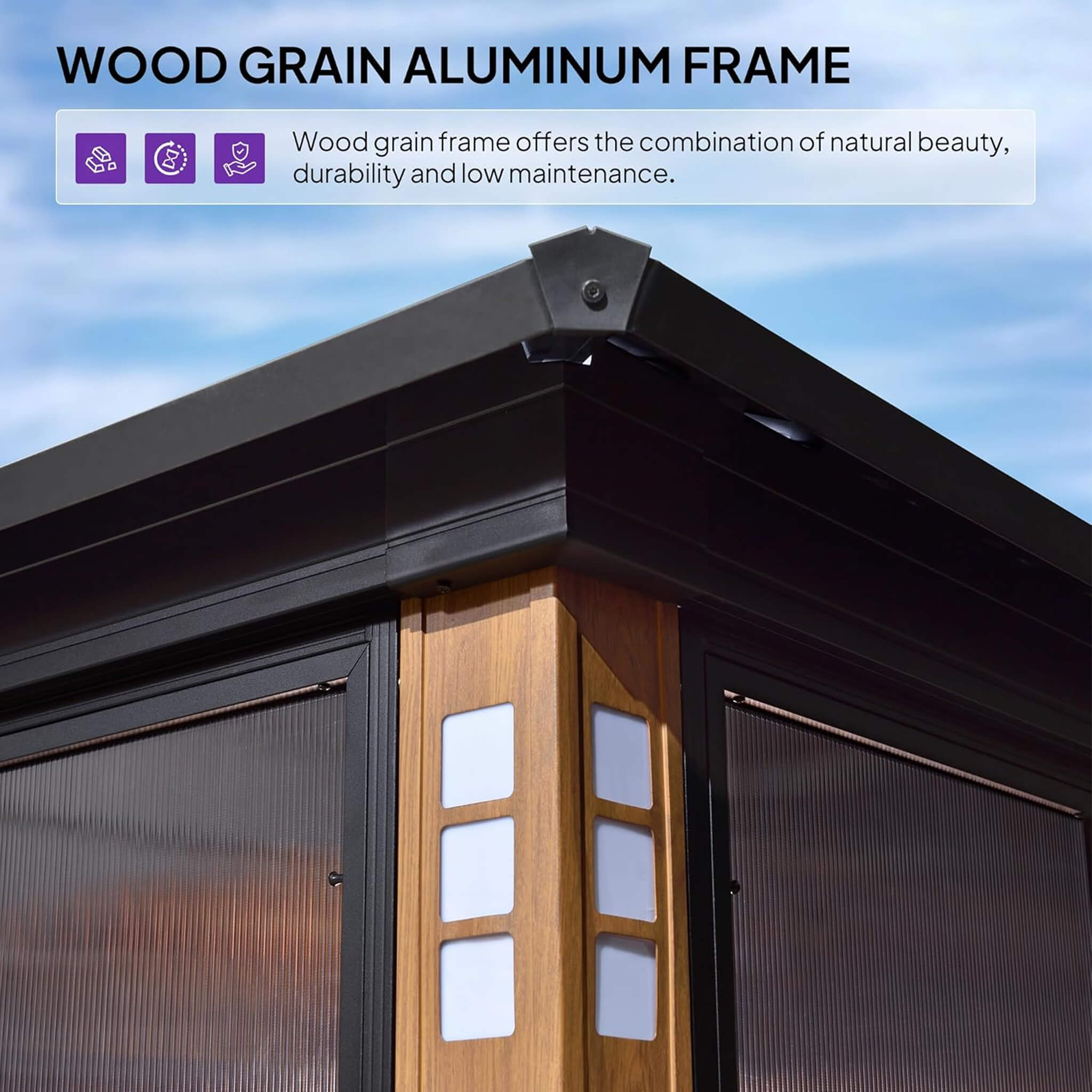 Alora Luxury Heavy-Duty Hardtop Sunroom With Aluminum Frame And LED Lights (SAK79102)