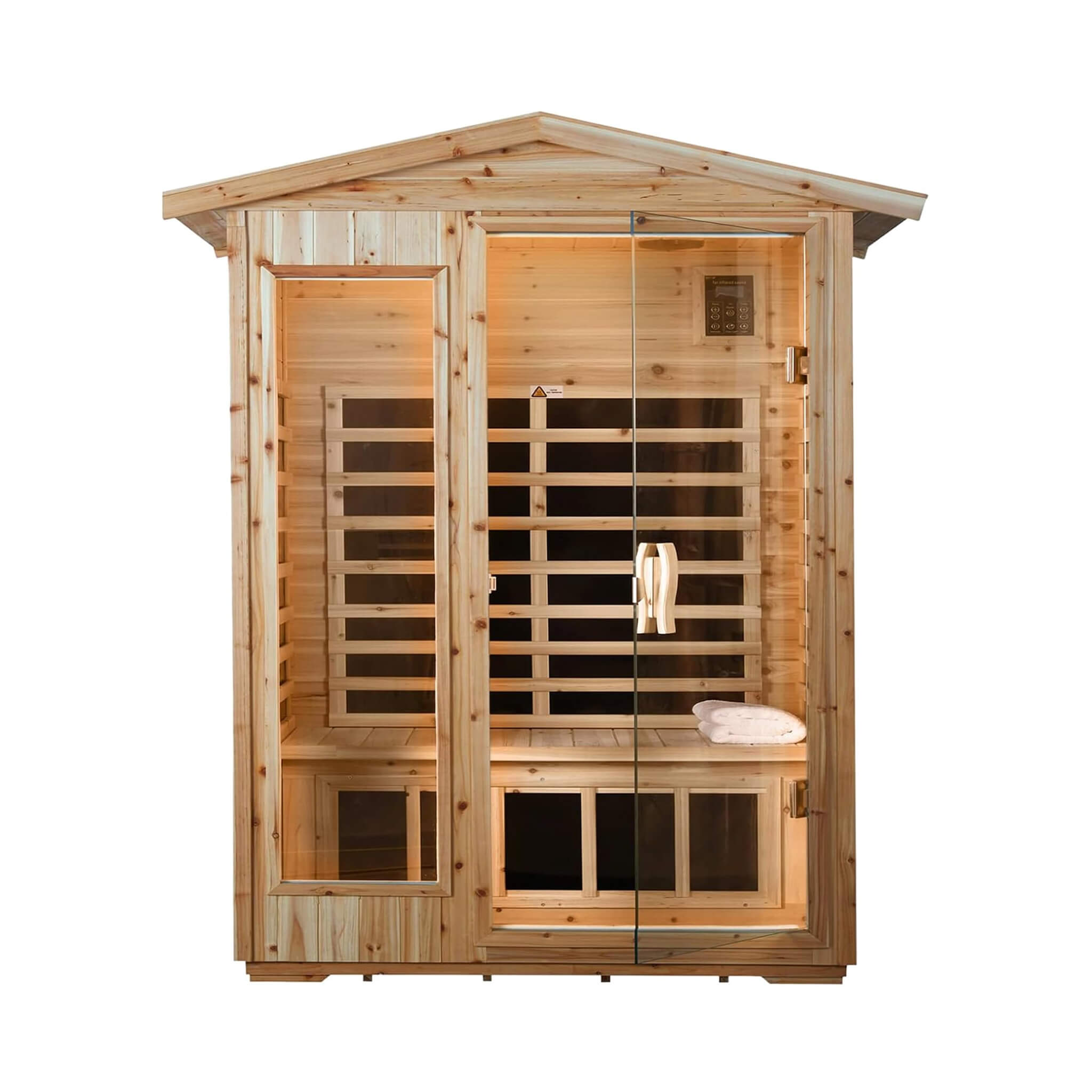 Thermora Premium 2-Person Indoor Outdoor Low EMF FAR-Infrared Hemlock Wood Personal Home Sauna Spa, 1750W (SAK27451)