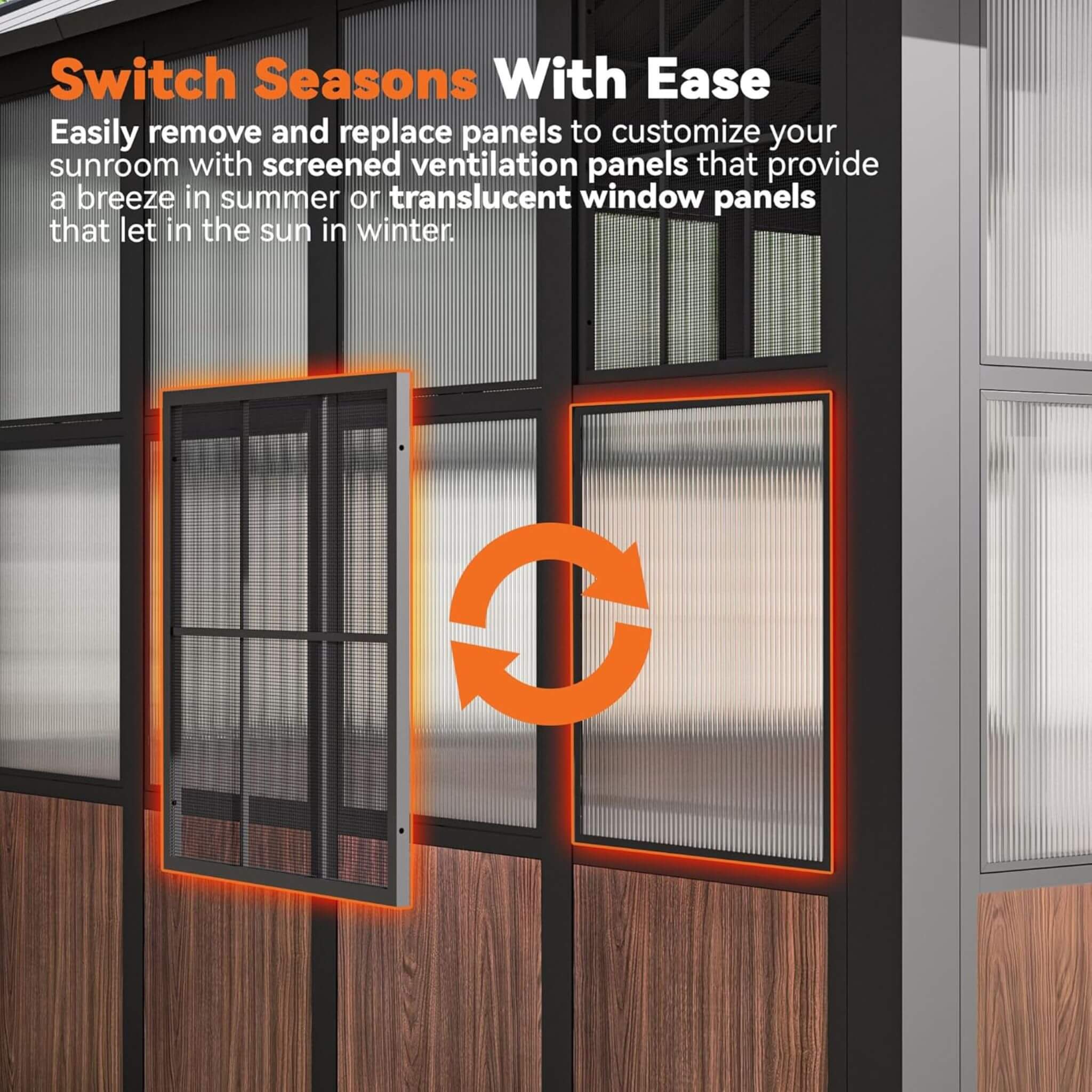 Alora Premium Hardtop Aluminum Sunroom Solarium With TV Mount And Sliding Doors (SAK60439)