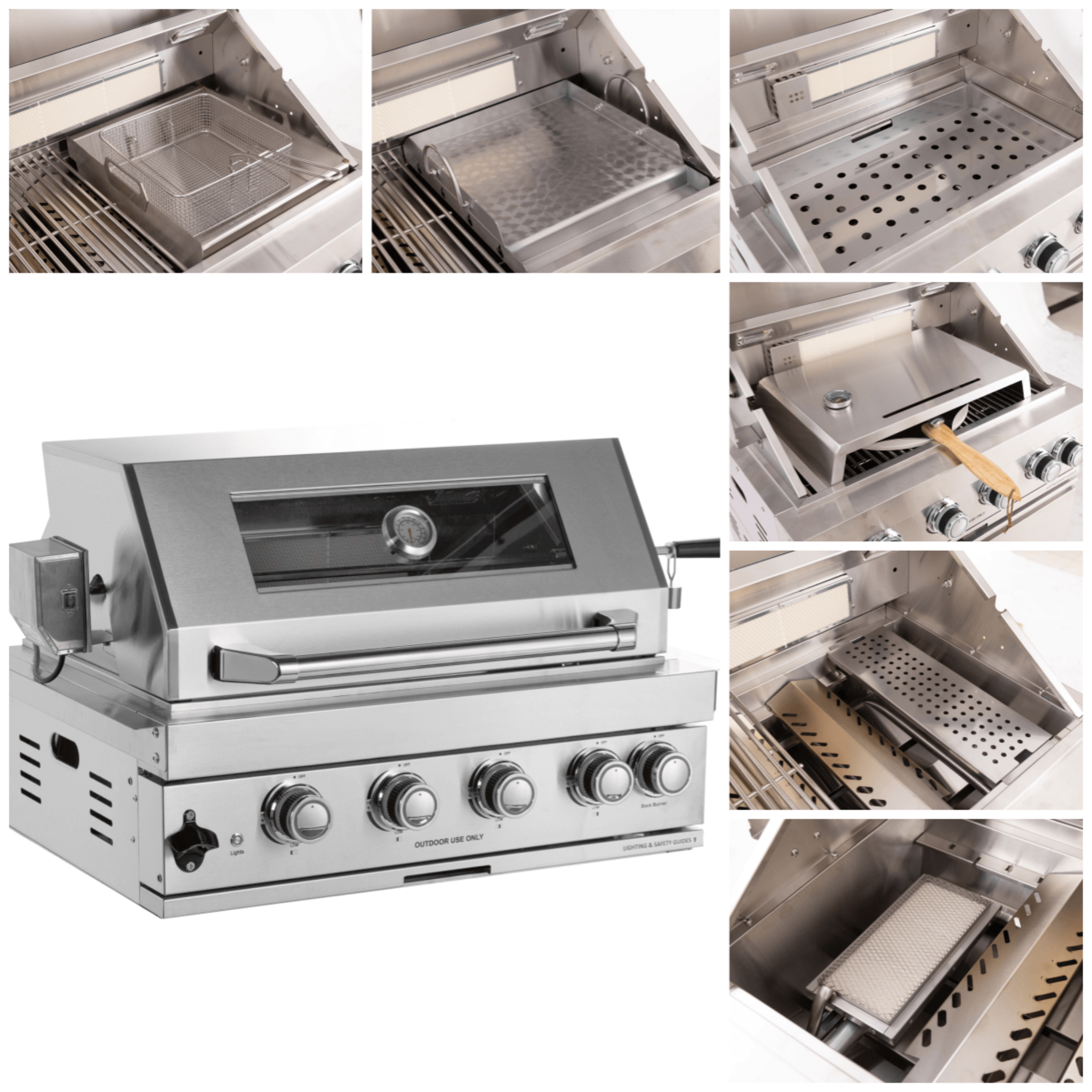 Premium Outdoor Kitchen With 32-Inch 60K BTU Built-In Stainless Steel LPG Gas Grill, Door And Drawer Combo And Stainless Steel Ice Box (SAK98661)