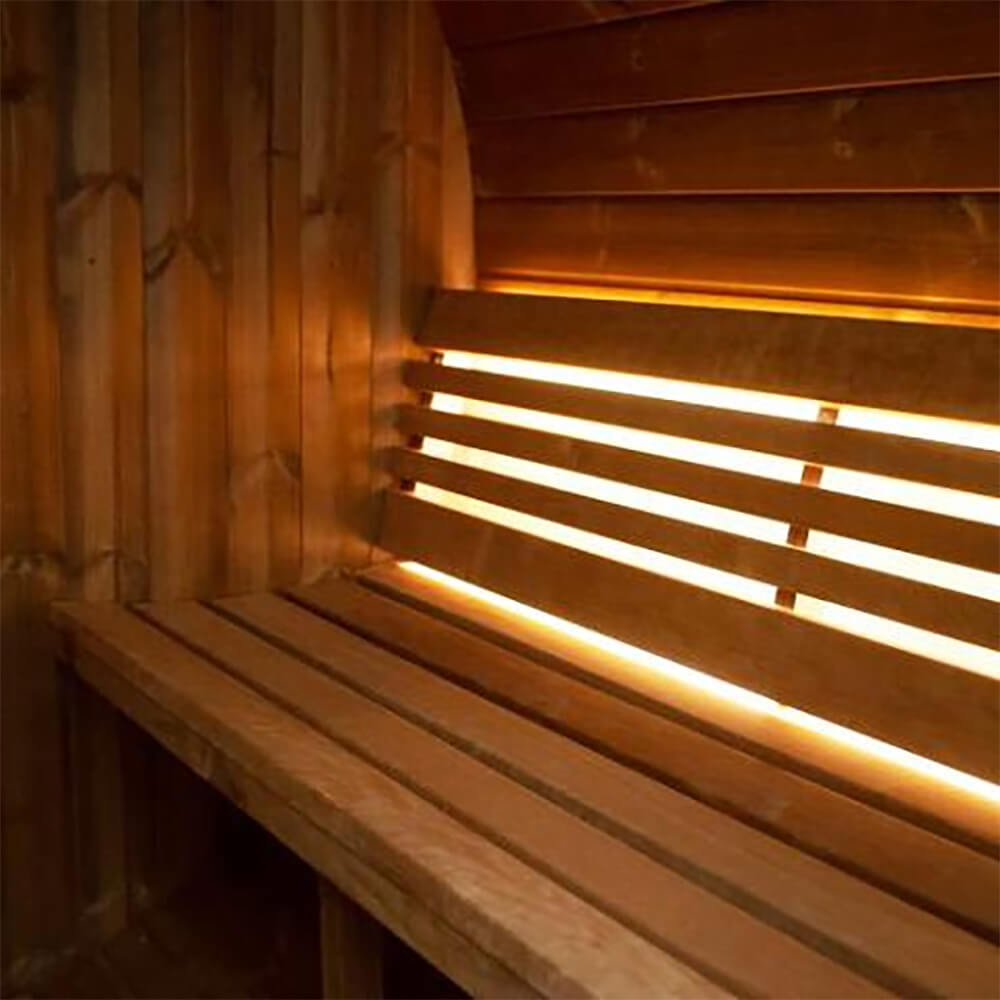 SaunaLife Model E7G Ergo Series 4-Person Outdoor Sauna Barrel With Glass Front [SL-MODELE7G] (SAK81934)